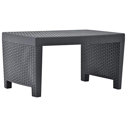 vidaXL Gartenmöbel 3-TLG. Balkonset Sitzgruppe Gartenset Balkonmöbel Sitzgarnitur Lounge Gartengarnitur Tisch 2 Sessel Kunststoff Anthrazit – Bild 4