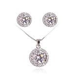 Fashion Plaza Rhodium Plated Basket Set Cubic Zircon Cz Necklace and Earring Jewelry Set S94