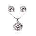 Fashion Plaza Rhodium Plated Basket Set Cubic Zircon Cz Necklace and Earring Jewelry Set S94
