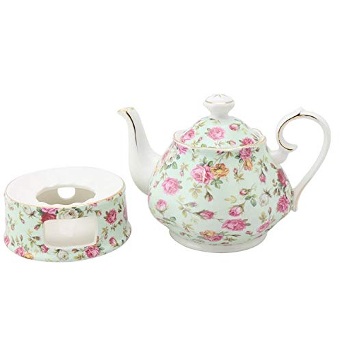 Grace Teaware Porcelain 5Cup Rose Chintz Teapot With Warmer 2Piece
