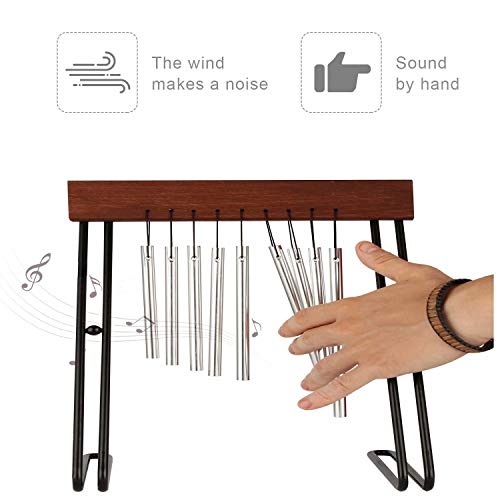 Table Top Bar Chime, Single-row Musical Percussion Instrument with Solid Aluminum Pipe and Iron Stand Stick for Ornament Classroom Office Decoration Kids Educational Gift
