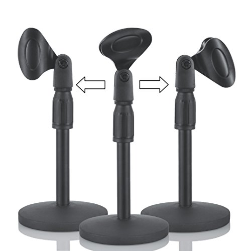 Universal Desktop Microphone Stand Knob Structure Heavy Iron Base Adjustable Tabletop MIC Stand with Microphone Clip such as Sm57 Sm58 Sm86 Sm87 Black Color - Thumbnail 4