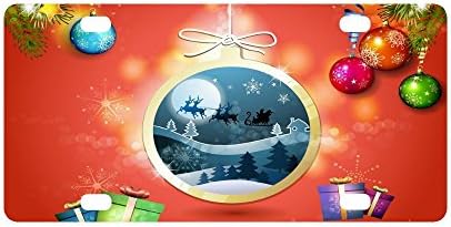 Christmas Gift Merry New Year Happy Strong And Durable Aluminum Car Metal License Plate Frame for Women/Men Four Holes Tag 12" X 6"
