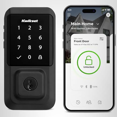 Kwikset Halo Wi-Fi Smart Lock, Keyless Entry Front Door Touchscreen Deadbolt, Matte Black Finish, Grade AAA Certified, UL Listed, Easy Install No Hub, App Control - View 12