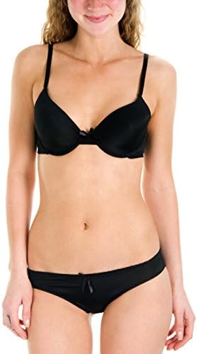 Always a Flirt Juniors Basic Push up Bra and Bikini Briefs (36C/Medium, Black)