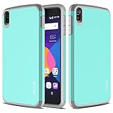 OneTouch Idol 3 (5.5) Case, RANZ Grey with Aqua Blue Hard Impact Dual Layer Shockproof Bumper Case For Alcatel OneTouch Idol 3 (5.5)
