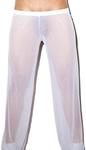 Jaycargogo Men Mesh See Through Home Lounge Sheer Pants Nightwear Underwear