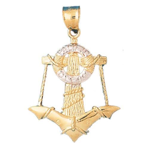 Amazon.com: 14K GOLD TWO TONE NAUTICAL CHARM PENDANT ...