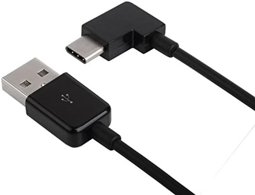 2 Pocket Travel USB-C Charger Short Cable 90 Degree L Plug Connect Power Bank External Batteries, Never Bent Right Angled USB to Type C Sync Data Cord for Samsung Galaxy S8 Motorola Droid Z (8in)