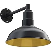 Steel Lighting Co. Westchester Barn Light | Outdoor Wall Mounted | 12 inch Dome | 11 inch Straight Arm| Warehouse Steel Light
