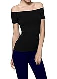 Women's Short Sleeve Vogue Fitted Off Shoulder Modal Blouse Top T-shirt