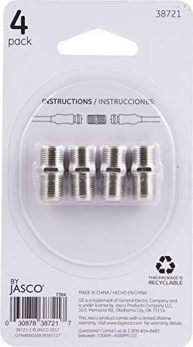 GE RG6 Coaxial Cable Extension Adapter, 4 Pack, Works on F-Type Cables, Length Extender, RG59, Compatible with All Brands of Coax Cables, Simple Setup, Nickel, 38721 - Thumbnail 5