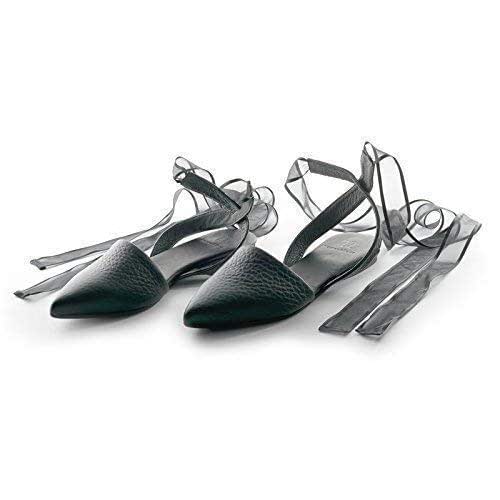 black leather flat slides