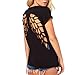 Moonar Summer Scoop Neck Lazer Cut Angel Wings Short Sleeve Casual Tops T Shirt,Small,Black