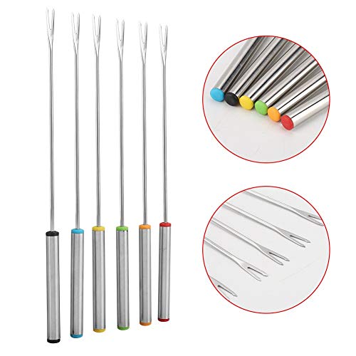 Fondue Forks - Delaman 6pcs/Set Stainless Steel Skewer Sticks, Perfect for Melted Cheese, Meat, Fruit and More