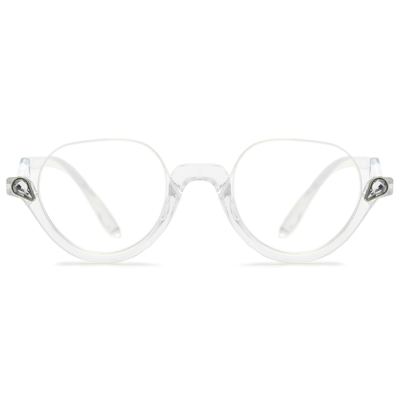 ABETOS Half Frame Reading Glasses Men Women Large Retro Clear Half Rim Eyeglasses Spring Hinge Fashion Readers 1.0 1.5 2.0 2.5 3.0, Transparent 2.0