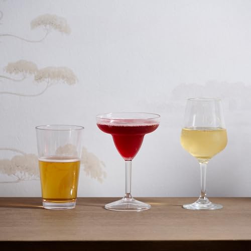 The Good Store Acrylic Unbreakable Margarita Plastic Glass | Set of 3 | Reusable, Dishwasher Friendly (Clear, 11.7x17 cm)