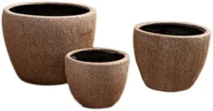 Alfresco Home 39-8423 Graffiato Large Round Planter, Earthstone