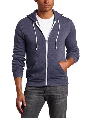 Alternative Men's Rocky Zip Hoodie Sweatshirt, Eco True Navy, Medium