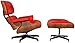 Eames Style Lounge Chair & Ottoman Reproduction Replica Premium Italian Leather Red/Walnut