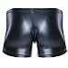 CHICTRY Men's Black Leather Underwear Tight Boxer Briefs Wetlook Swim Shorts with Buckled Pouch X-Large