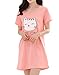 Vopmocld Big Girls' Cute Happy Cat Sleepwear Short Sleeve Summer Soft Nightgown, Pink, 14
