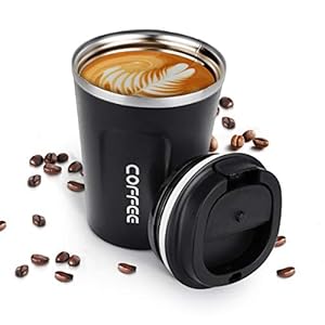 Geïsoleerde koffiekopje, Welltop herbruikbare koffiemok 380 ml/14 oz draagbare roestvrijstalen reismok dubbelwandige…