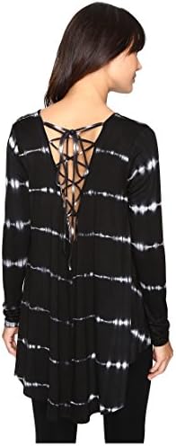 Culture Phit Ginevra Long Sleeve Tie-Dye Top Black/White Women's Clothing