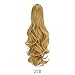 FESHFEN 19”Long Curly Synthetic Ponytail Extension Clip In/On Claw Hair Piece Drawstring(Strawberry Blonde)