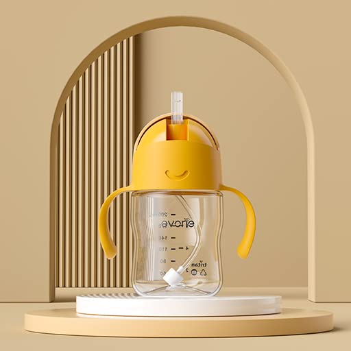 Evorie Tritan Weighted Straw Sippy Cup with Handles for Baby and