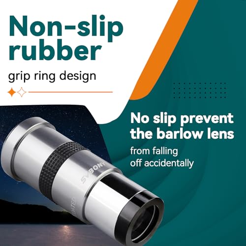 Svbony SV137 Barlow Lens 3x1.25-Inch Metal FMC Barlow for Eyepiece Telescope (3X)
