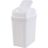 Callyne 1.8 Gallon Plastic Swing Lidded Trash Can, Small Garbage Bin, White | Small Waste Bins with Swing Lid, Compact Size, Lightweight &amp; Space-Saving for Bathroom, Bedroom, Study