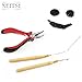 Neitsi® Hair Extension Remove Pliers + Pulling Hook + Bead Device Tool Kits for Nano Rings Beads Loops (with Black# Nano Rings)