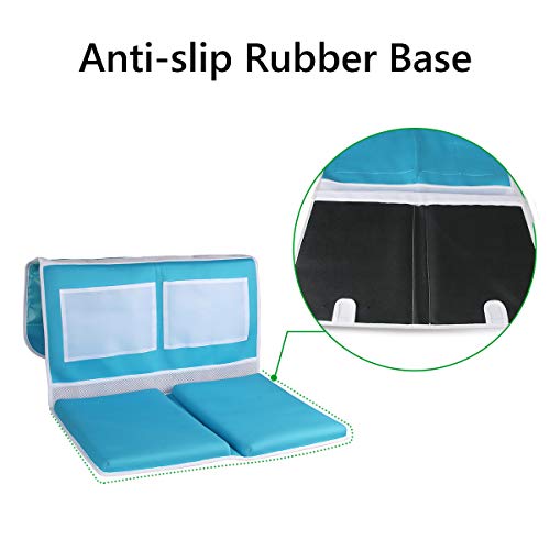 Bath Kneeler and Elbow Rest Bathtub Kneeling Pad with Toy Organizer - Baby Kneeling Mat for Baby Bath Time, Garden Work, Exercise - Detachable and Foldable Child Bath Tub Padding for Parents - Blue