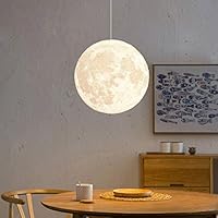MQUPIN 8"10"12"14"18" Moon Pendant Lamp 3D Printing Moon Light Chandelier Modern Personality Bedroom/Children