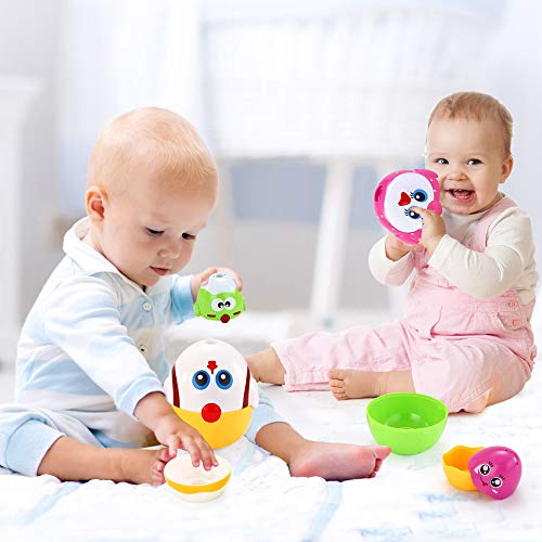 VATOS Nesting Easter Plastic Eggs Toy, Eggs Stacking Toy, Stacker Toys for 18 Months+ Baby Infant Toddler, Educational Toys for 1.5+ Years old Girl and Boys, Cute Chicken Family Style Baby Toddler Toy - Thumbnail 6