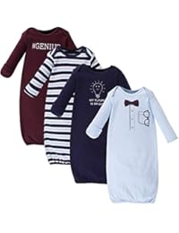 Little Treasure Unisex Baby Cotton Gowns, Genius 4 Pack, 0-6 Months