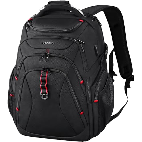 KROSER Travel Laptop Backpack Heavy Duty Computer Backpack with Hard Shell Saferoom RFID Pockets Water-Repellent Business College Daypack Stylish School Laptop Bag for Men/Women