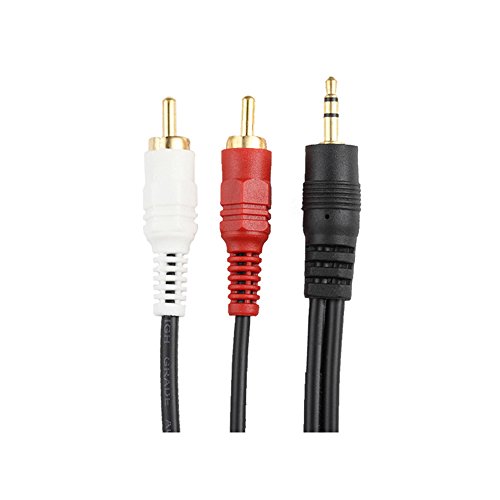 Rumfo AV Cable 1.5M Two in One Audio Cable Gold Plated 3.5mm Stereo Male to 2 x RCA Male Extension Cable For Mp3 Laptop TV Speaker DVD Amplifier (1.5M) - Thumbnail 2