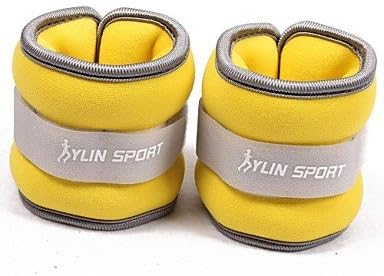 Neoprene Yellow Wrist/Ankle Weights (0.5KG pair) 1KG Set Filled with Iron Sand for Running Exercise
