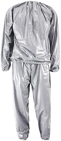 Nano Sauna Suit - Lightweight Sweat Promoting Fitness Weight Loss Sweat Sauna Suit for Exercise Gym Anti-Rip Silver - XL