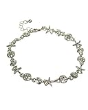 Sand Dollar Starfish and Sea Shell Silver-tone Link Anklet by Jewelry Nexus
