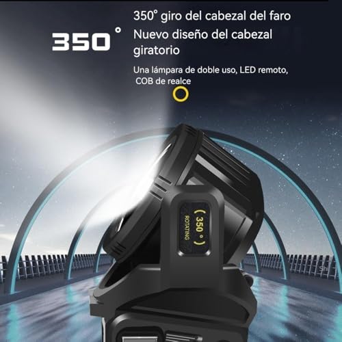 LETOUR High Power LED Flashlights, 350000LM Rechargeable LED Flashlight 9 Modes Powerful Flashlights High Power Rechargeable Flashlight Light Emergency Home for Camping
