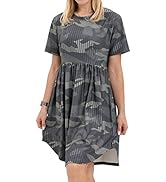 ZXZY Ribbed Camouflage Print Dress Stretchy Short Sleeve Camo Dress for Women