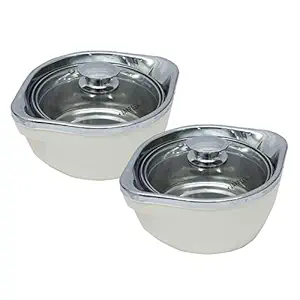 Jaypee Plus Vista Stainless Steel Casserole Set, 2-Pieces, White