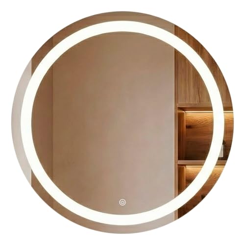 Espelho LED Redondo 80x80 Luz Neutra 4000K Touch Bivolt – Iluminação Equilibrada para Banheiro e Uso Diário