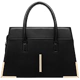 FASH Limited Front Accent Handbag Casual Work Bag Top-Handle Womens Purse - Black