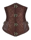 Shaperdiva Women's Steampunk Underbust Corset Waist Cincher Gothic Bustier Top (XXL/Waist:33-35inch US Size:13-15, Brown)