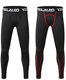 TELALEO Boys' Youth Compression Base Layer Pants Tight Running Leggings Trousers 2 Pack - XL