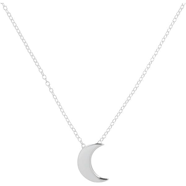 Moonlight Mysteries Large Sterling Silver Crescent Moon Pendant – .925 Silver Modern Necklace